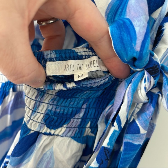 Abel the Label Anthropologie Blue White Floral Halter Boho Maxi Dress M - Picture 8 of 12